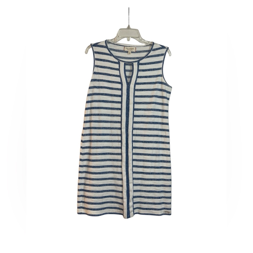 Max Studio Navy and White Striped Mini Dress